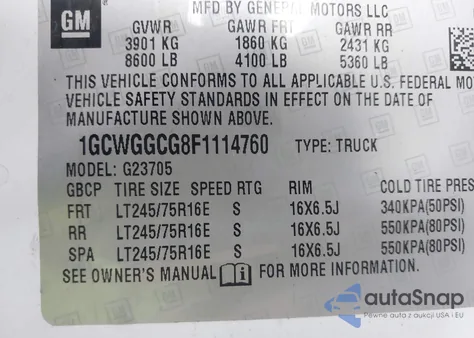 2015 Chevrolet Express 2500 Work Van from USA, damaged, VIN 1GCWGGCG8F1114760